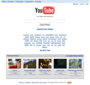 Google Acquires YouTube for $1.65 billion Early YouTube homepage (2005)